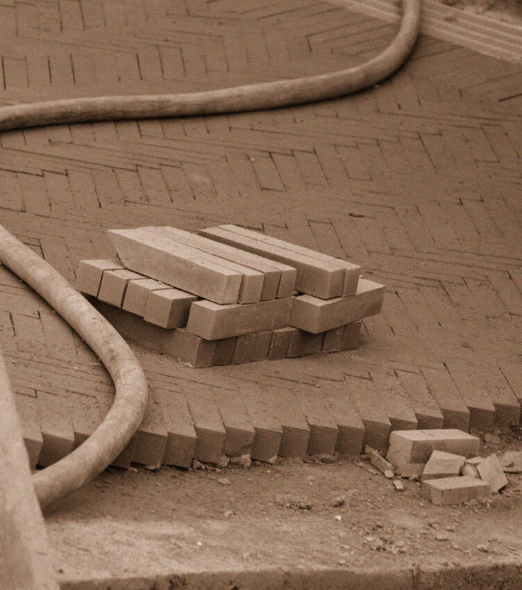 site photograph — the bricks, waiting