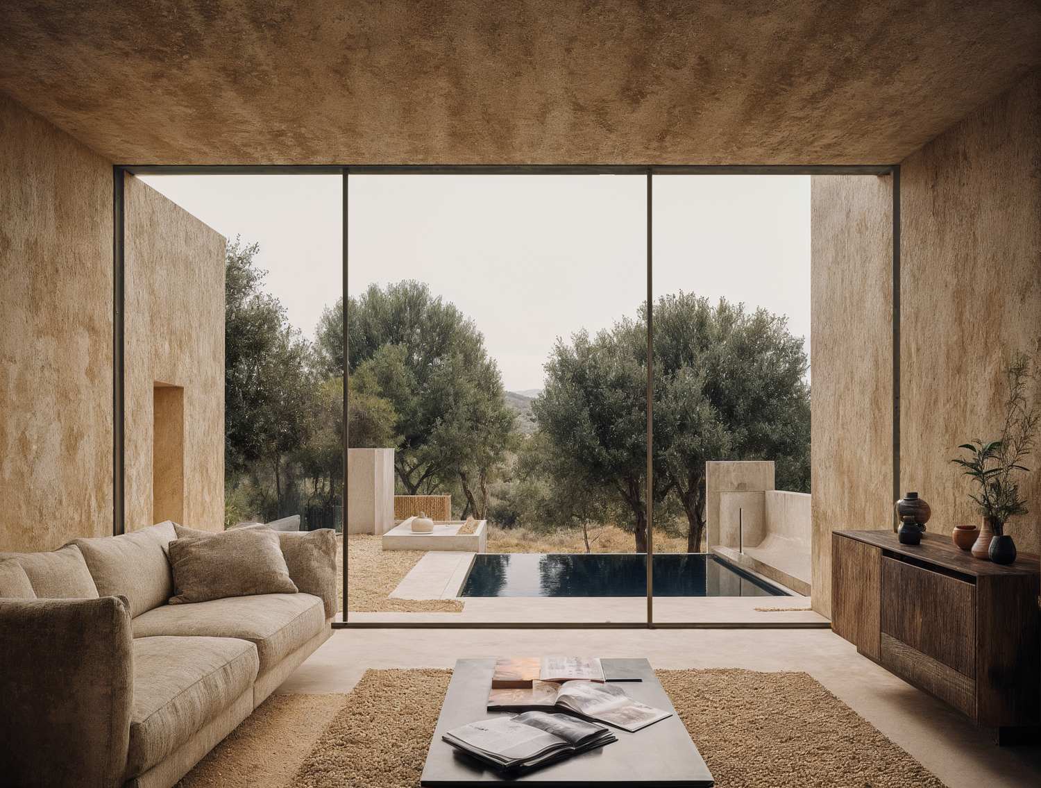 render — living toward the private pool