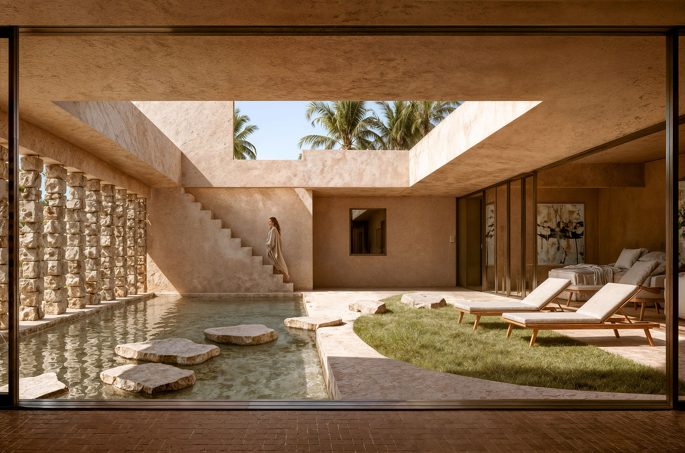 concept image — the courtyard, grass and water under one opening