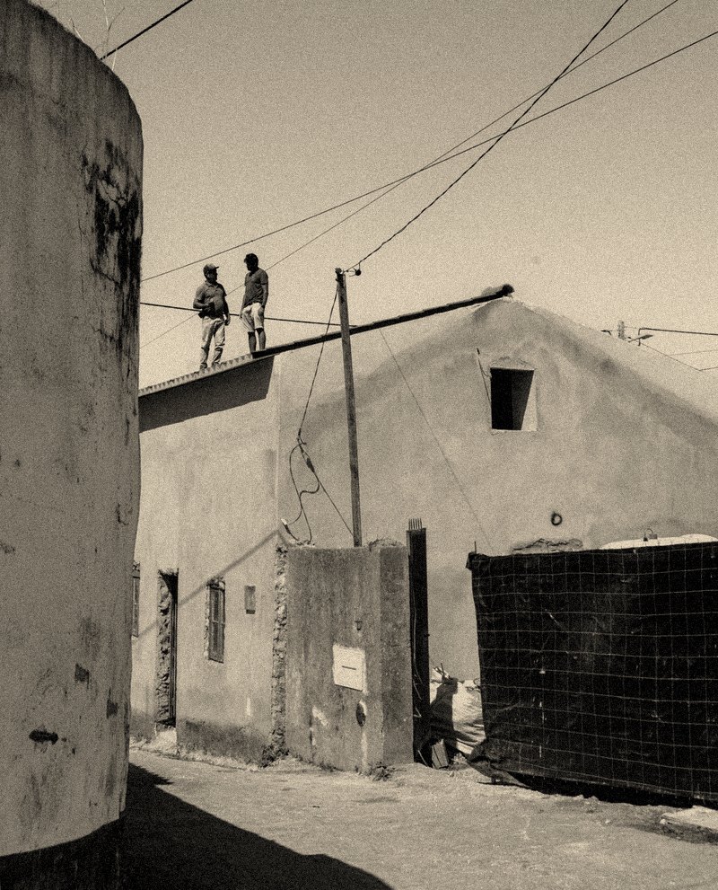 on the roof, following the works