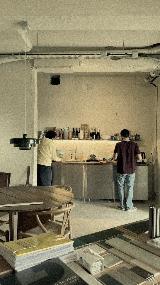 the studio — the kitchen counter