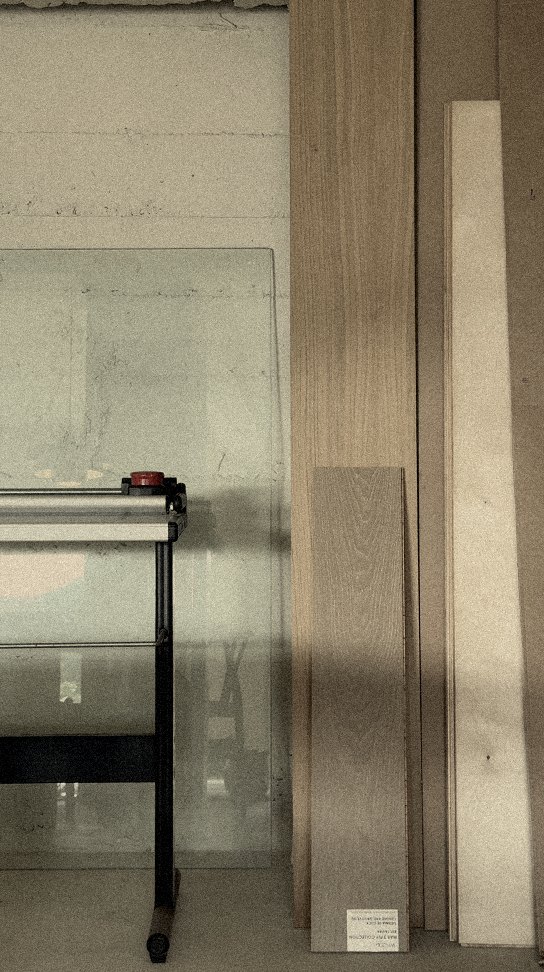 the studio — the plotter and the timber stock