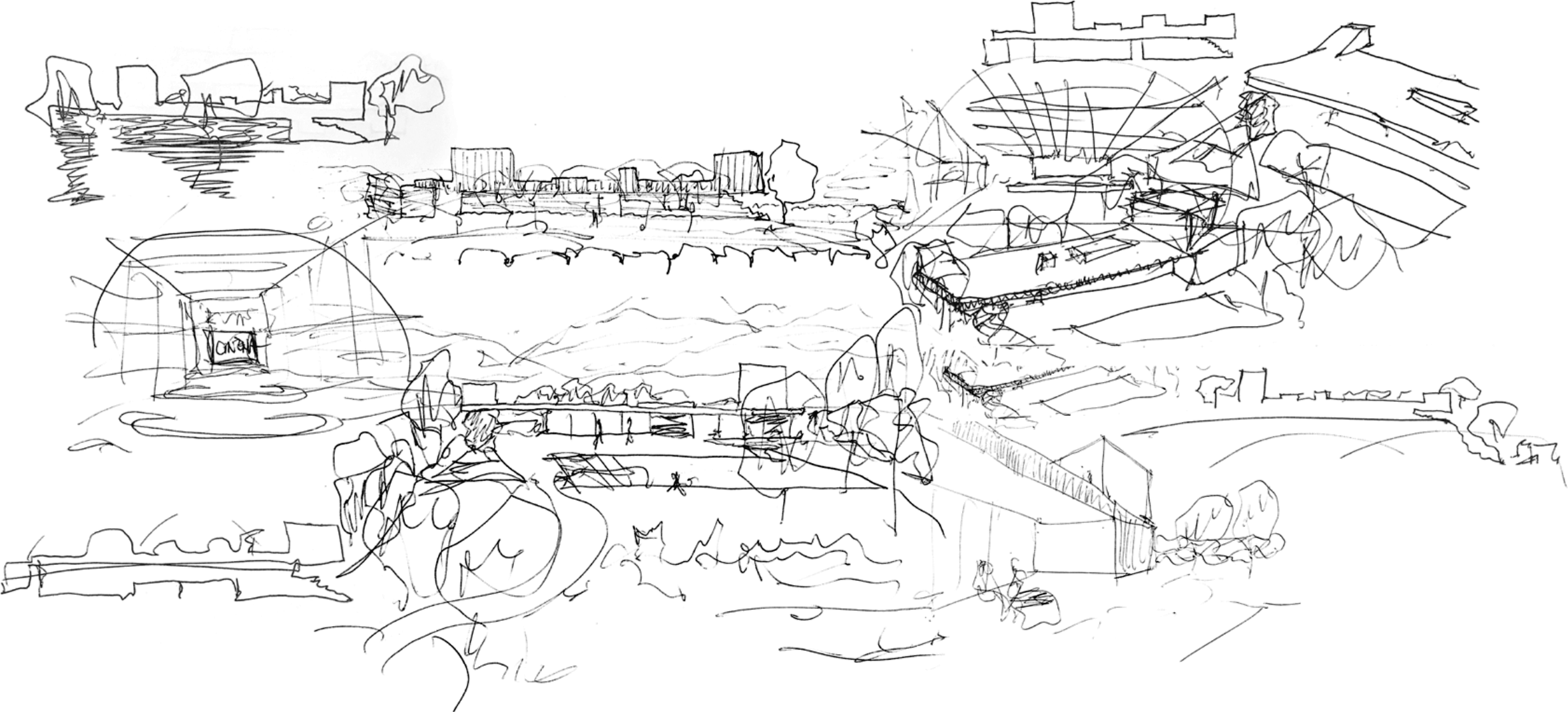 first sketch — the houses among the rocks