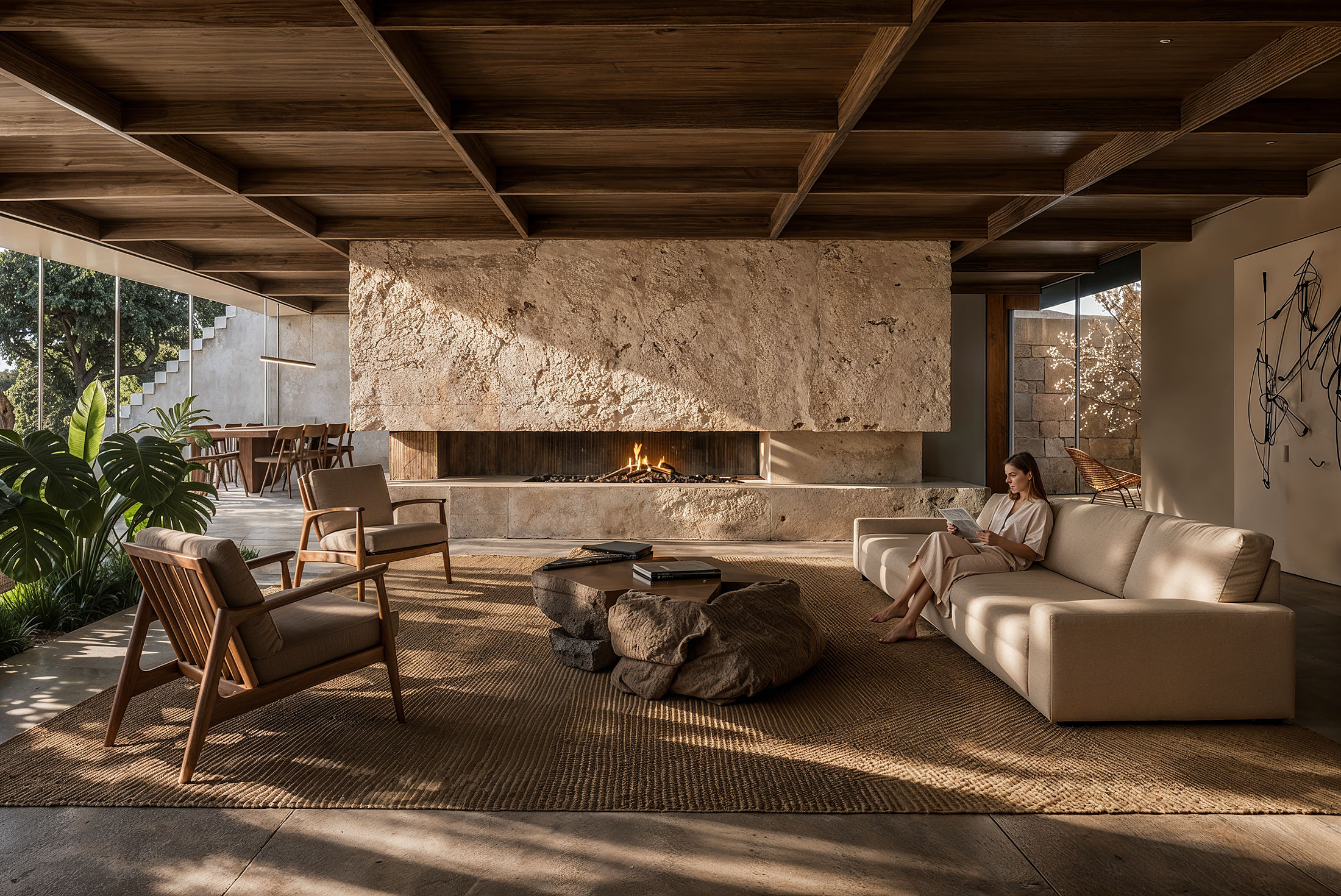 study — dry-stone piers, fire and horizon