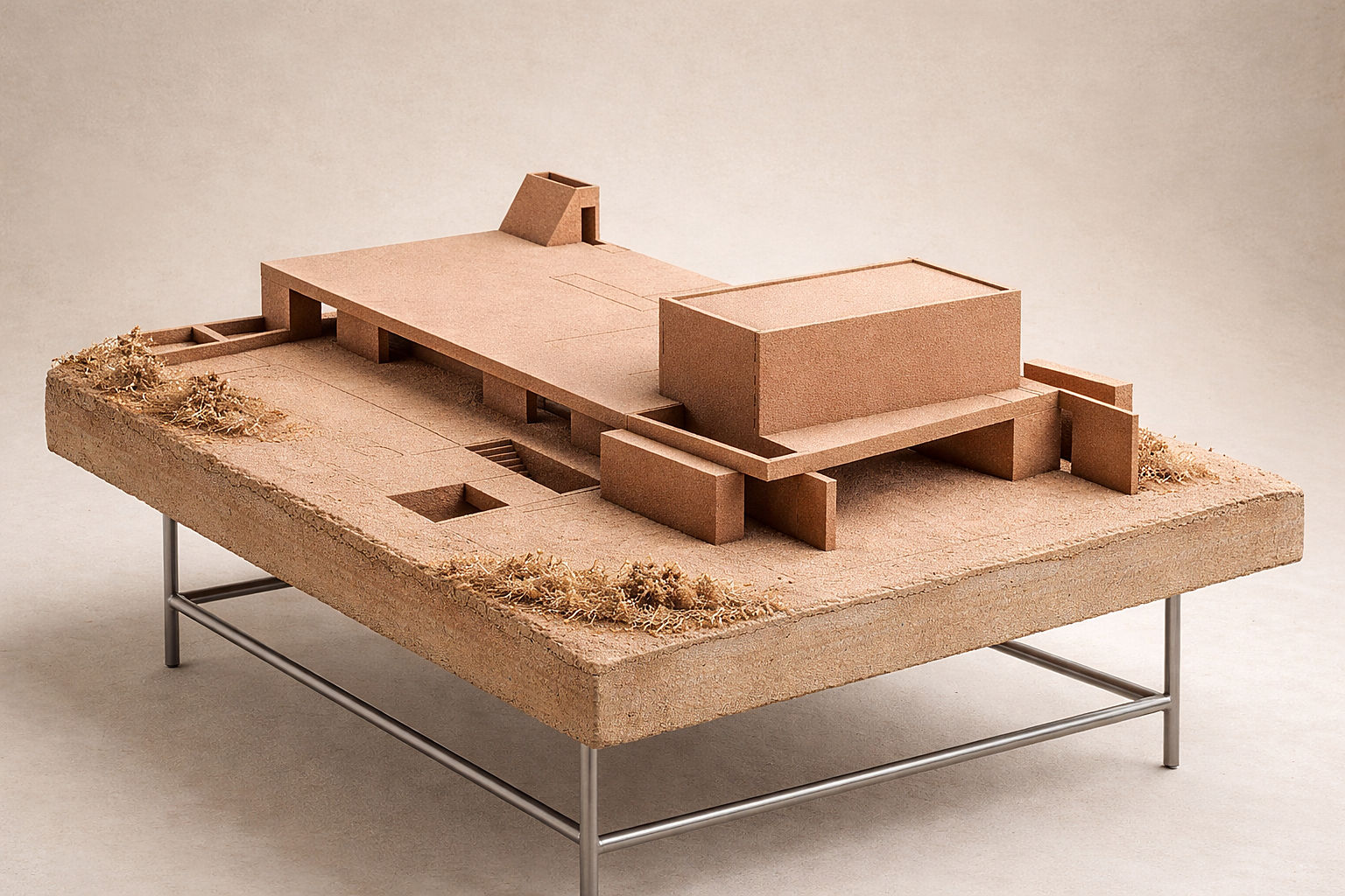 working model — the volumes on the table