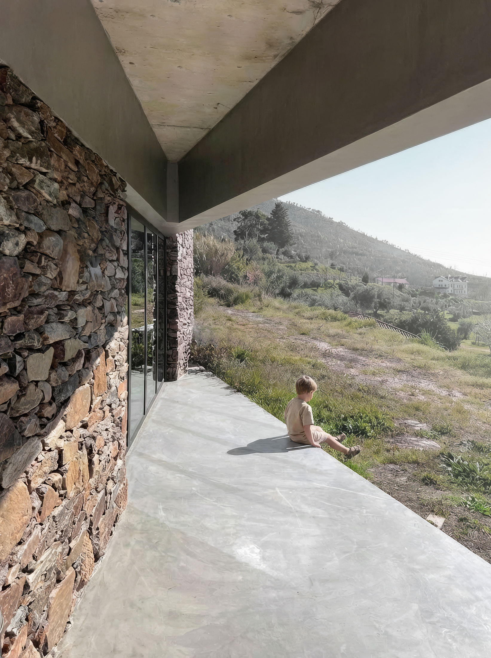 photograph — under the porch, toward the mountain