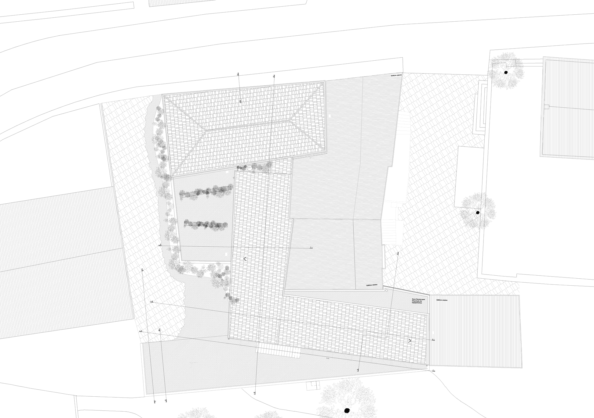site plan — the two houses and the yard